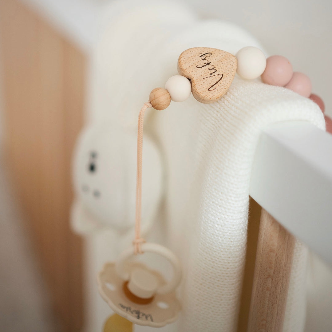 JBØRN Heart Pacifier Clip | Colour Block - Personalisable Baby Products Sold and Personalised by JustBørn