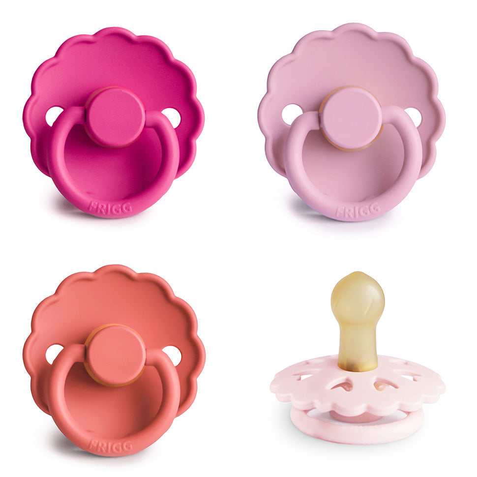 FRIGG Natural Rubber Latex Pacifier Pack of 4 & Personalised Matching Holders - Personalisable Baby Products Sold and Personalised by JustBørn