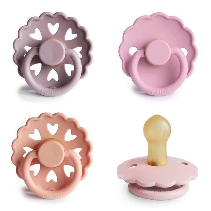FRIGG Natural Rubber Latex Pacifier Pack of 4 & Personalised Matching Holders - Personalisable Baby Products Sold and Personalised by JustBørn