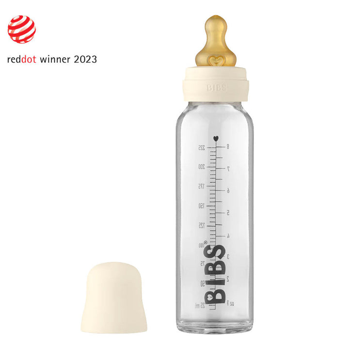 BIBS Baby Glass Bottle Complete Set BIBS Glass Bottle | Ivory 225 ml - Personalisable Baby Products Sold and Personalised by JustBørn