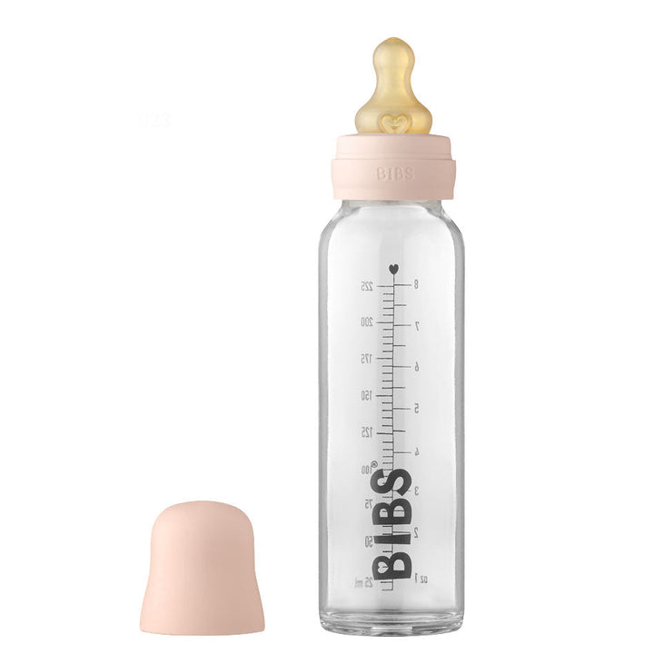 BIBS Baby Glass Bottle Complete Set BIBS Glass Bottle | Blush 225 ml - Personalisable Baby Products Sold and Personalised by JustBørn