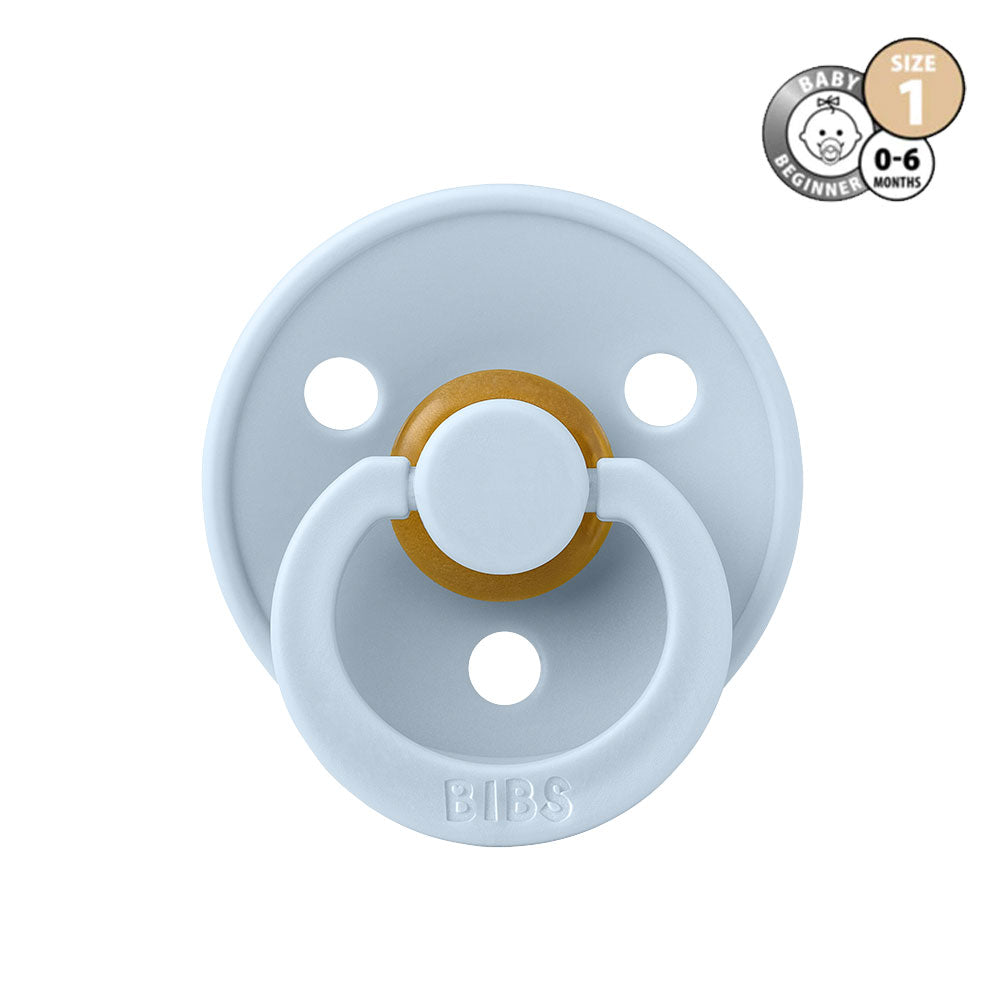 BIBS Colour Natural Rubber Latex Pacifiers Baby Blue Size 1 (0-6 Months) - Personalisable Baby Products Sold and Personalised by JustBørn