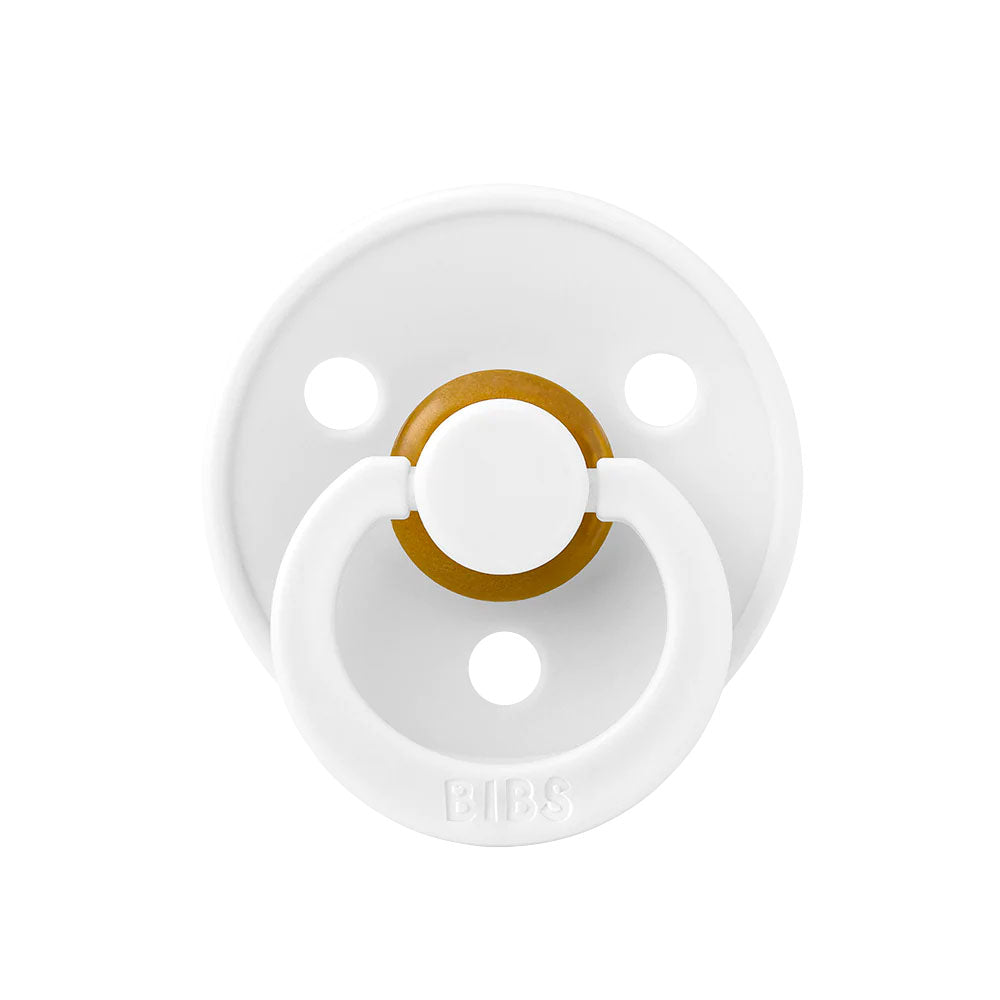 BIBS Colour Natural Rubber Latex Pacifiers Size 1 & 2 White - Personalisable Baby Products Sold and Personalised by JustBørn