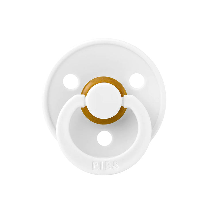 BIBS Colour Natural Rubber Latex Pacifiers Size 1 & 2 White - Personalisable Baby Products Sold and Personalised by JustBørn