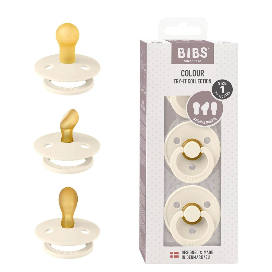 BIBS Colour Pacifiers - Try-It Collection - Pack of 3 Ivory - Personalisable Baby Products Sold and Personalised by JustBørn
