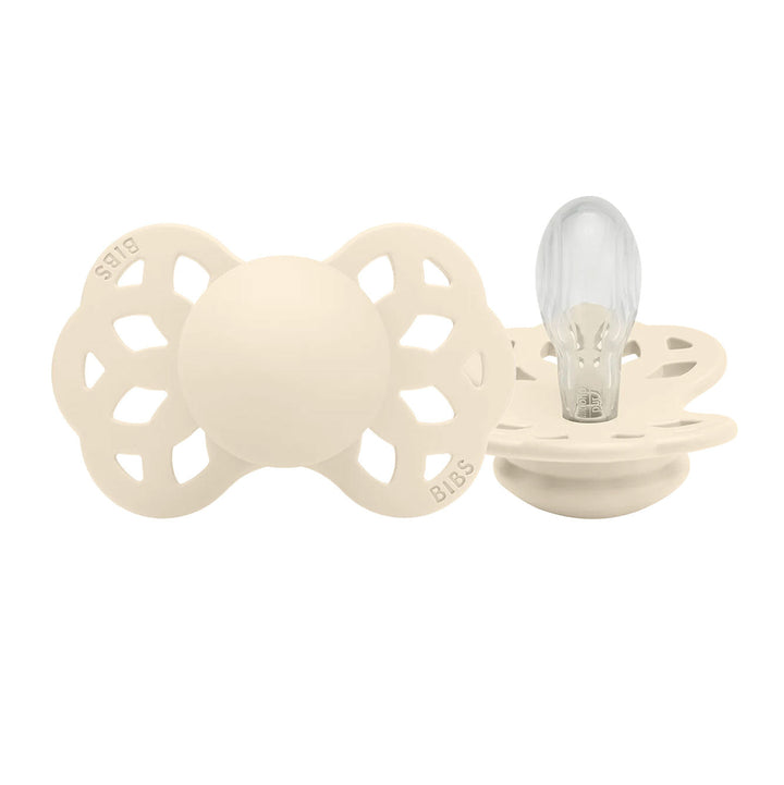 BIBS Infinity Symmetrical Silicone Pacifiers Ivory - Personalisable Baby Products Sold and Personalised by JustBørn