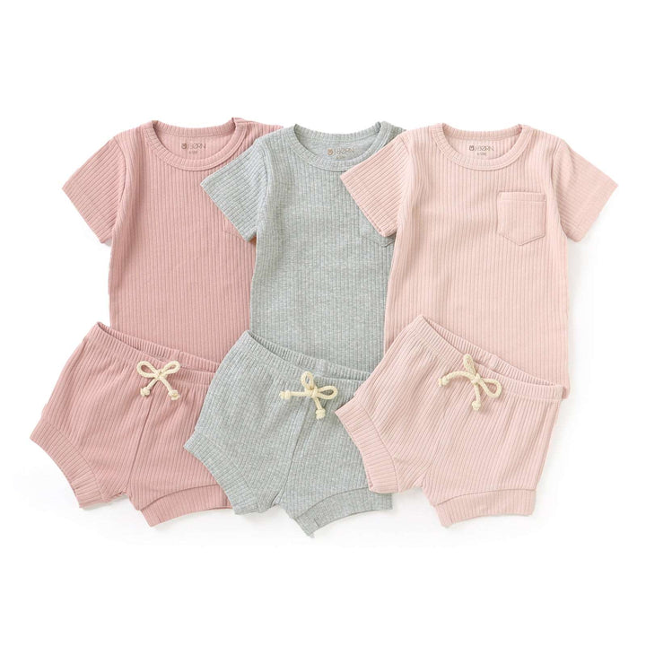 JBØRN Organic Cotton Ribbed Baby T-Shirt & Shorts Set | 12+ Months - Personalisable Baby Products Sold and Personalised by JustBørn