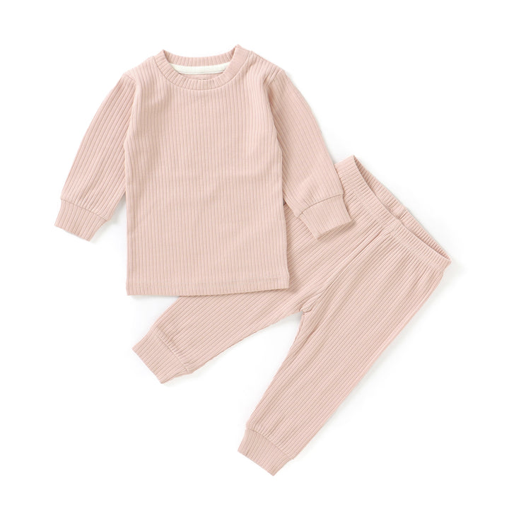 JBØRN Organic Cotton Ribbed Toddler Pyjamas | 6+ Months | SALE Blush - Personalisable Baby Products Sold and Personalised by JustBørn