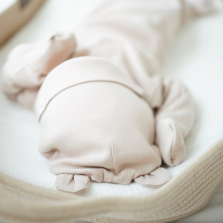 JBØRN Organic Cotton Knotted Baby Sleeping Gown & Hat - Personalisable Baby Products Sold and Personalised by JustBørn