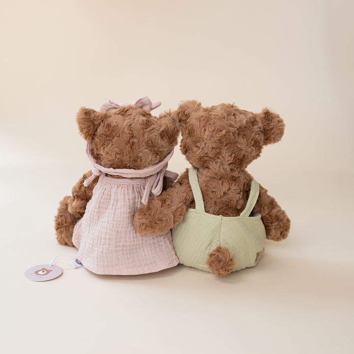 JBØRN Brown Teddy Bear Soft Toy with Personalised Outfit - Personalisable Baby Products Sold and Personalised by JustBørn