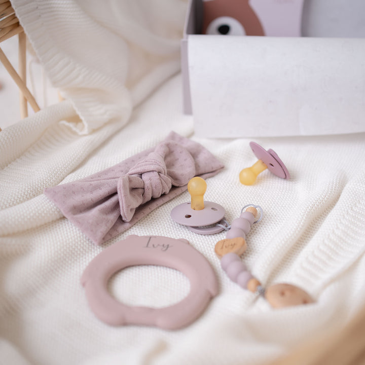 JBØRN Baby Girl Lilac Accessories Gift Set - Personalisable Baby Products Sold and Personalised by JustBørn