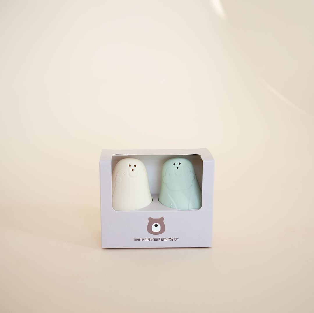 JBØRN Tumbling Penguins Bath Toy Set - Personalisable Baby Products Sold and Personalised by JustBørn
