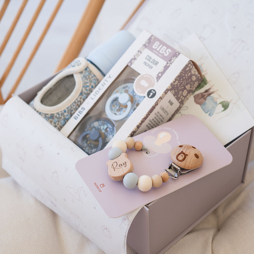 JBØRN x BIBS Liberty Collection Set | Baby Glass Bottle, Matching Pacifiers & Clip