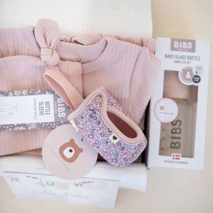 JBØRN x BIBS Baby Shower Gift Set | 0-3 Months | Organic Cotton Sleepsuit & Matching Baby Bottle - Personalisable Baby Products Sold and Personalised by JustBørn