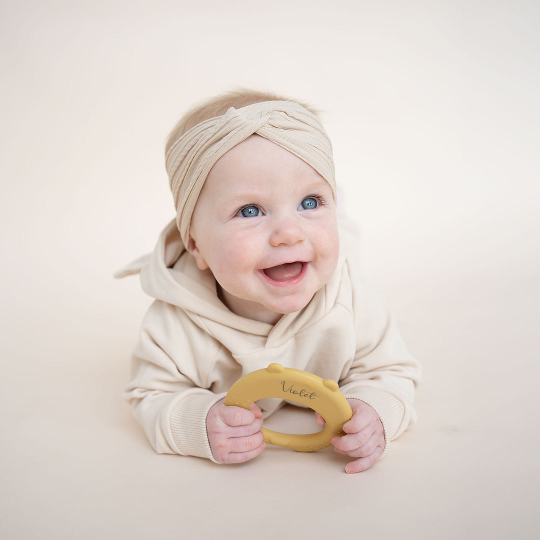 JBØRN Honey Bear Teether + FRIGG Pacifiers & Matching Clip - Personalisable Baby Products Sold and Personalised by JustBørn