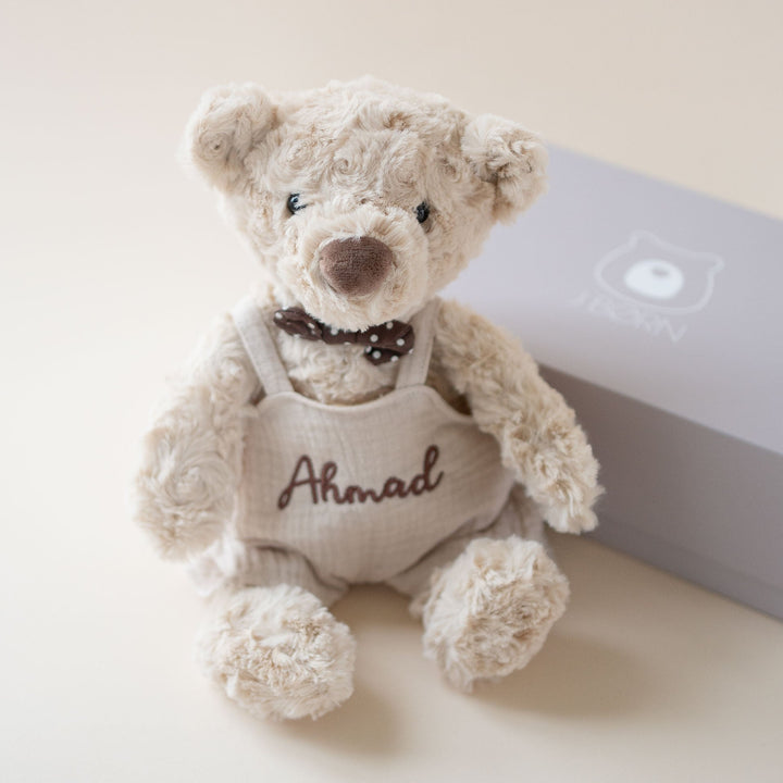 JBØRN Personalised Teddy & Matching Baby Dungarees | Baby Boy Gift Set - Personalisable Baby Products Sold and Personalised by JustBørn