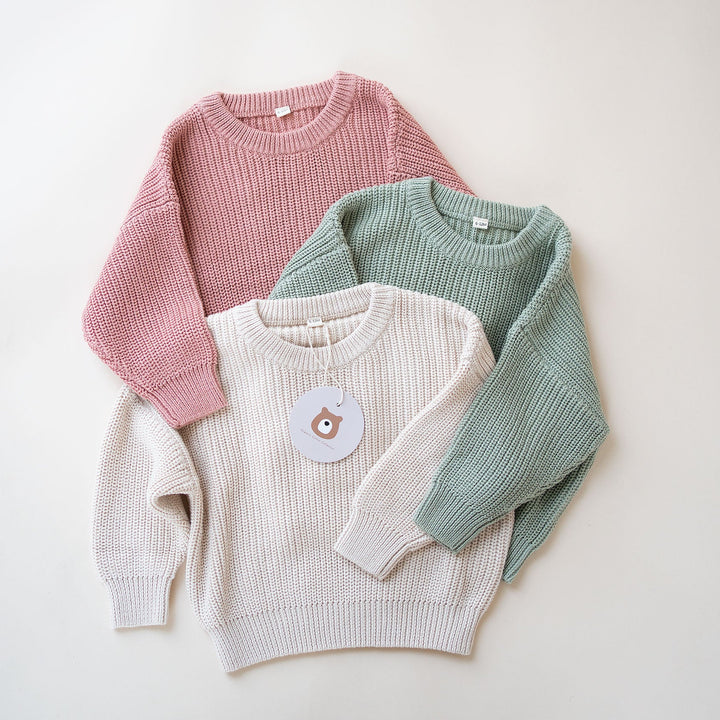 JBØRN Organic Cotton Knitted Crew Neck Jumper | 6-12 Months - Personalisable Baby Products Sold and Personalised by JustBørn