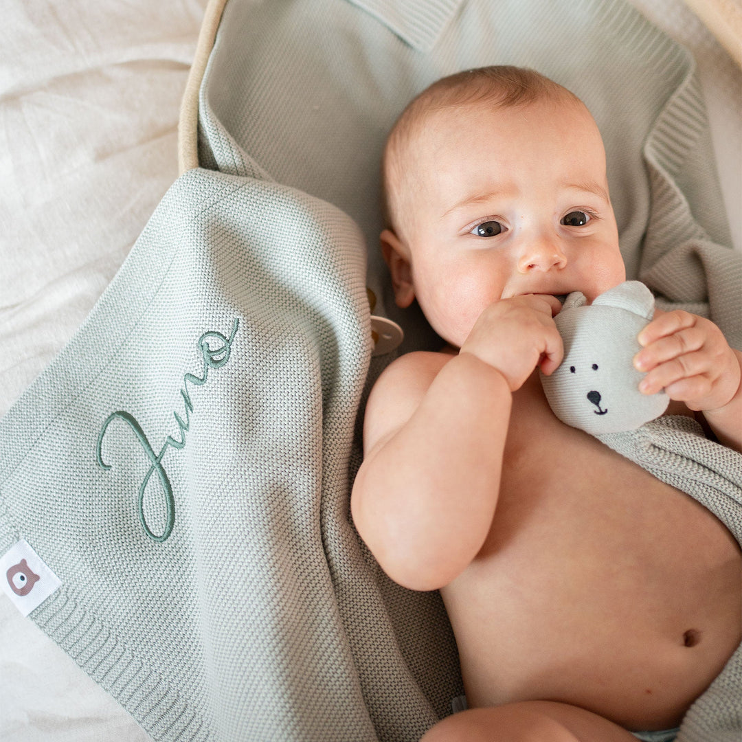 JBØRN Knitted Blanket - Personalisable Baby Products Sold and Personalised by JustBørn