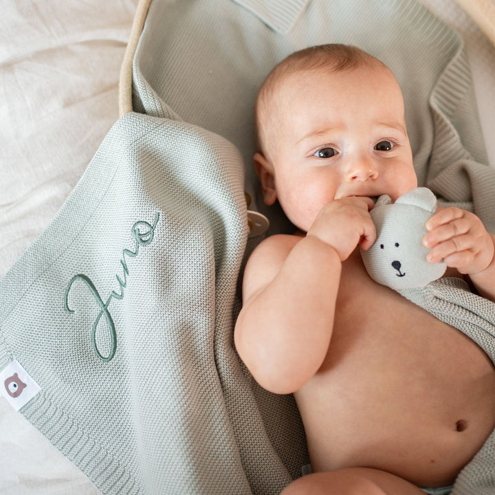 JBØRN Knitted Blanket - Personalisable Baby Products Sold and Personalised by JustBørn