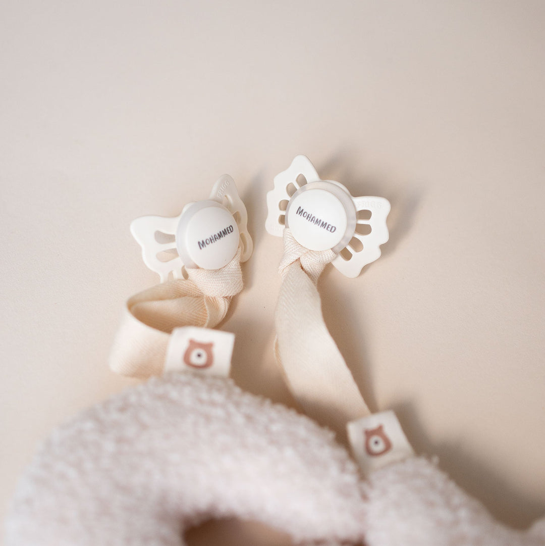 JBØRN x FRIGG Baby Gift Set | Baby's First Pacifiers Pack & Holders Set - Personalisable Baby Products Sold and Personalised by JustBørn