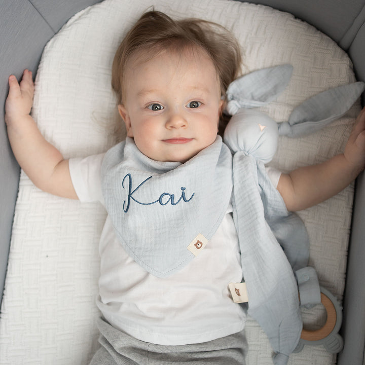 JBØRN Organic Cotton Muslin Baby Dribble Bib - Personalisable Baby Products Sold and Personalised by JustBørn