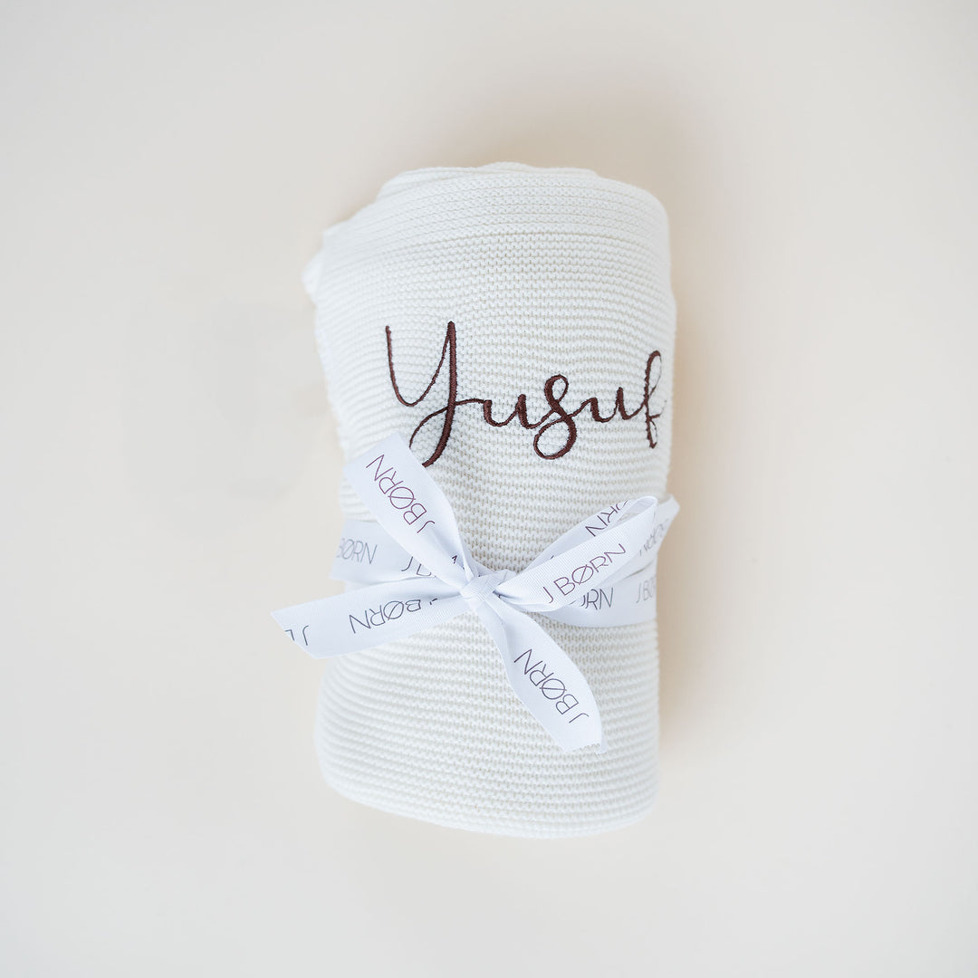 JBØRN Knitted Blanket - Personalisable Baby Products Sold and Personalised by JustBørn