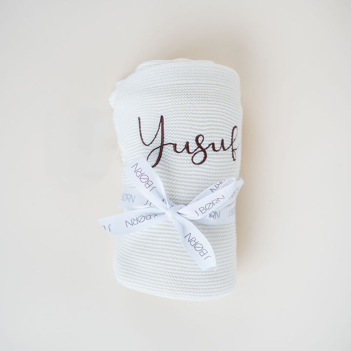 JBØRN Knitted Blanket - Personalisable Baby Products Sold and Personalised by JustBørn