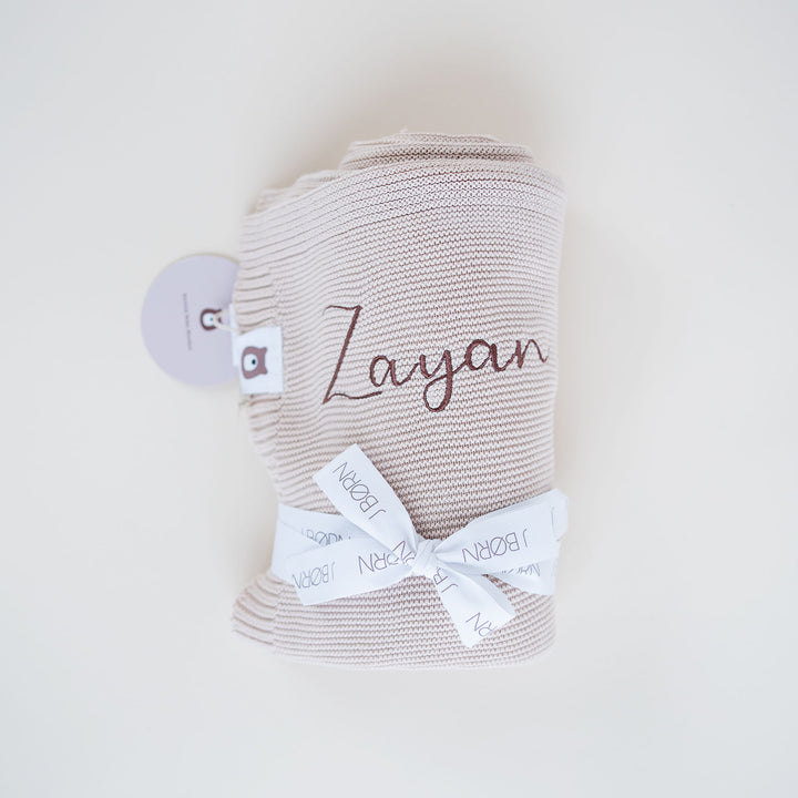 JBØRN Knitted Blanket - Personalisable Baby Products Sold and Personalised by JustBørn