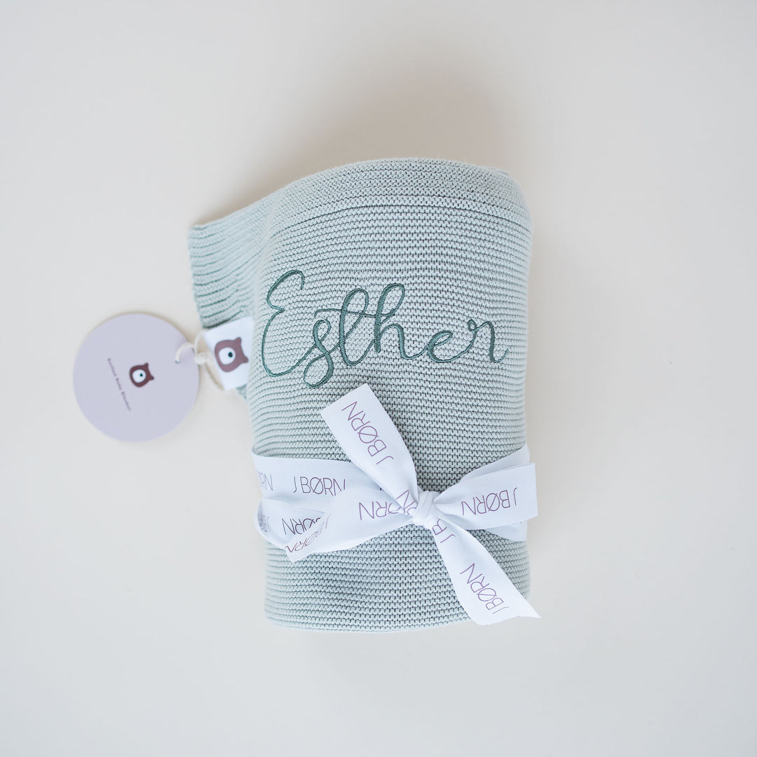 JBØRN Knitted Blanket - Personalisable Baby Products Sold and Personalised by JustBørn
