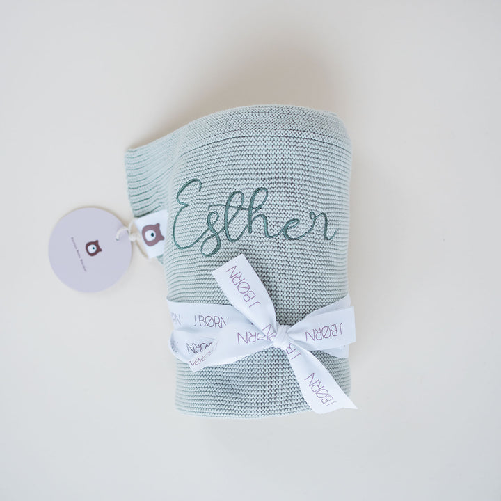 JBØRN Knitted Blanket - Personalisable Baby Products Sold and Personalised by JustBørn