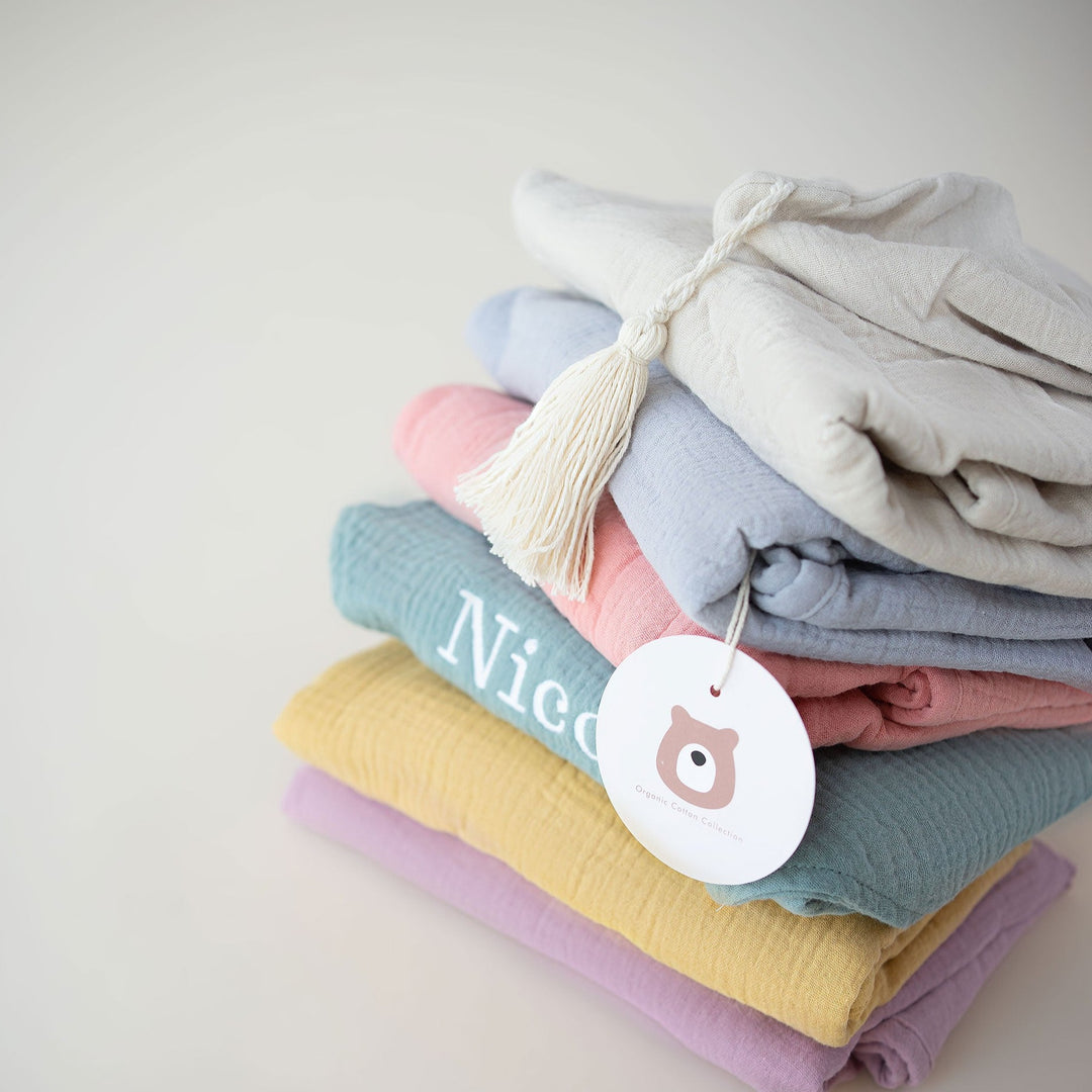 JBØRN Organic Cotton Muslin Hooded Poncho - Personalisable Baby Products Sold and Personalised by JustBørn