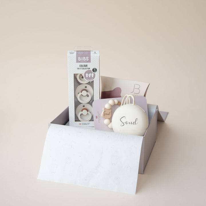 JBØRN x BIBS Gift Box | Baby's First Pacifier Pack & Holders Set - Personalisable Baby Products Sold and Personalised by JustBørn