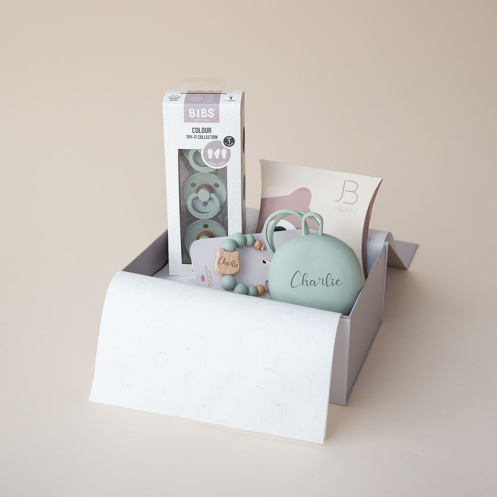 JBØRN x BIBS Gift Box | Baby's First Pacifier Pack & Holders Set - Personalisable Baby Products Sold and Personalised by JustBørn