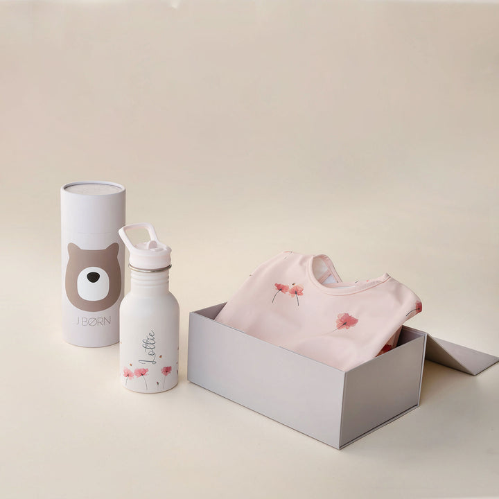 JBØRN First Birthday Gift | Personalised Water Bottle & Matching Sleeved Bib - Personalisable Baby Products Sold and Personalised by JustBørn