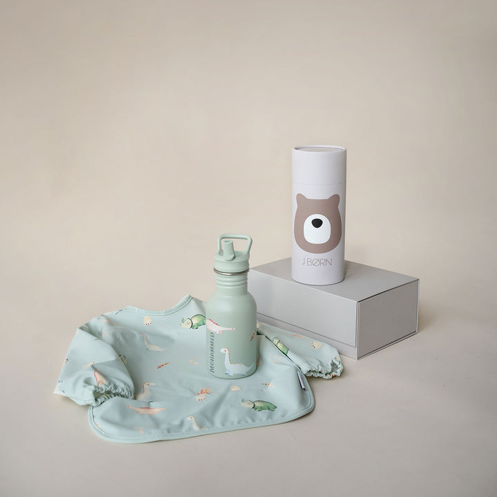 JBØRN First Birthday Gift | Personalised Water Bottle & Matching Sleeved Bib - Personalisable Baby Products Sold and Personalised by JustBørn