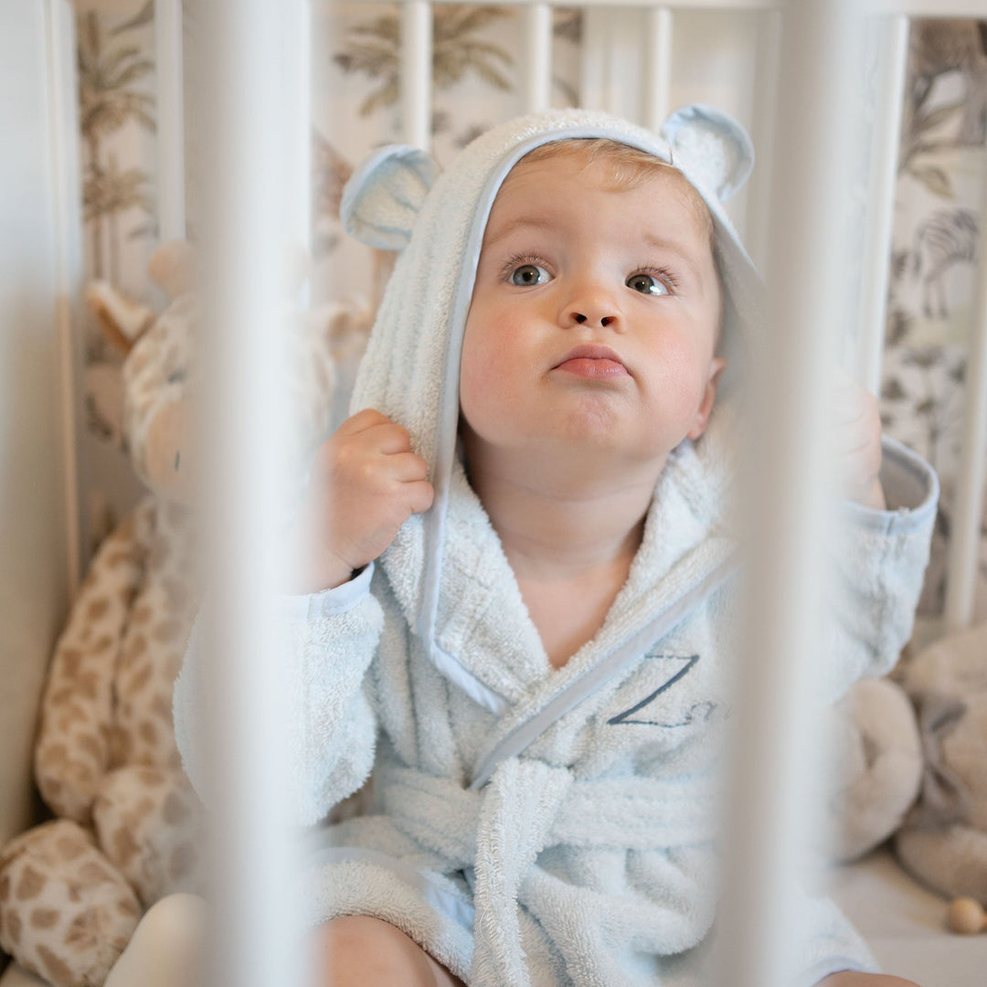 JBØRN Organic Cotton Baby Hooded Bathrobe - Personalisable Baby Products Sold and Personalised by JustBørn