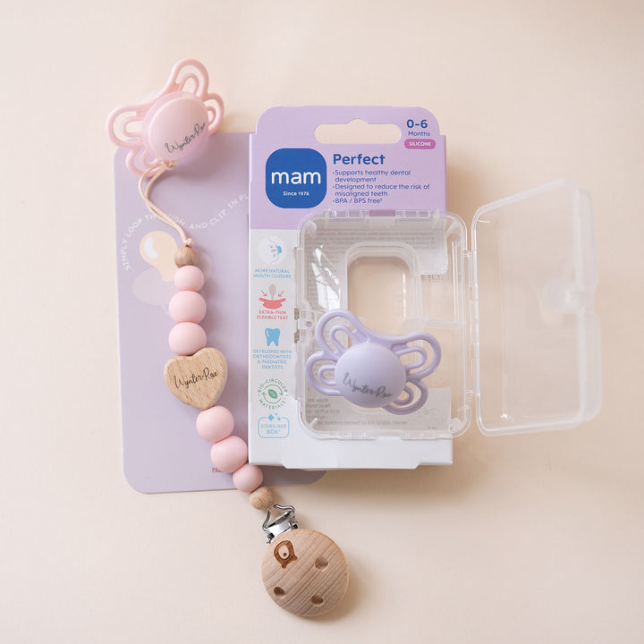 JBØRN x MAM Perfect Pacifier Gift Set | Baby Girl - Personalisable Baby Products Sold and Personalised by JustBørn