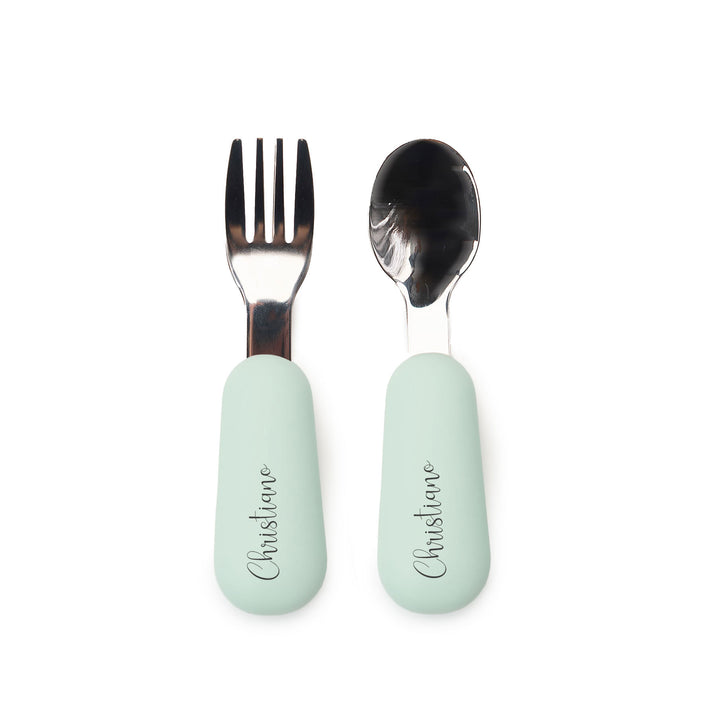 JBØRN Stainless Steel Cutlery Set - Personalisable Baby Products Sold and Personalised by JustBørn