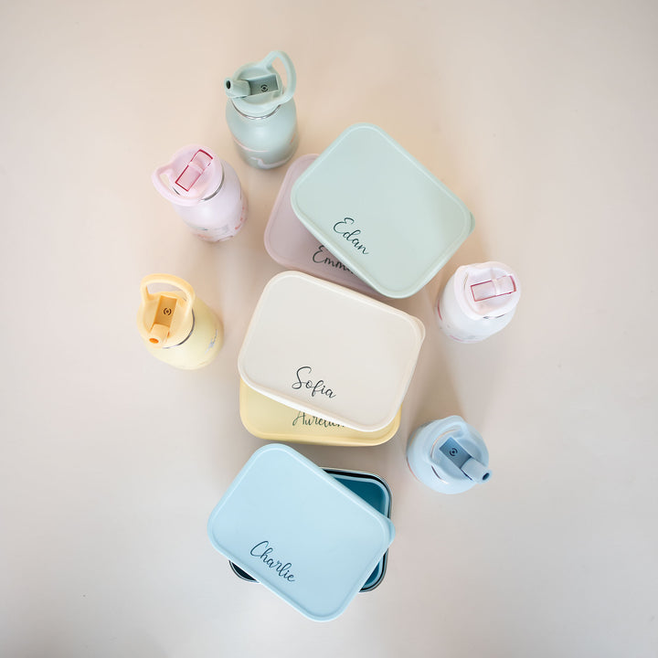 JBØRN Personalised Water Bottle & Lunch Box Set - Personalisable Baby Products Sold and Personalised by JustBørn