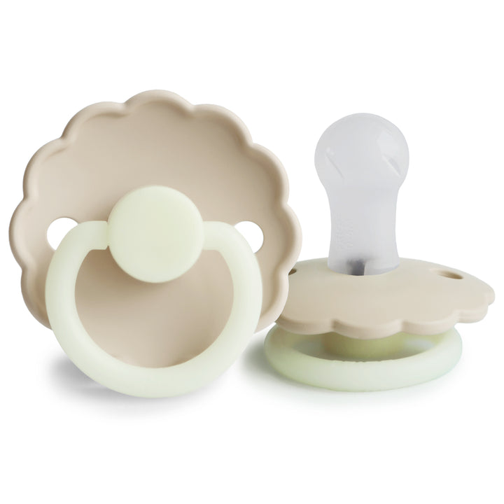 FRIGG Daisy Silicone Pacifiers Cream Night Glow - Personalisable Baby Products Sold and Personalised by JustBørn