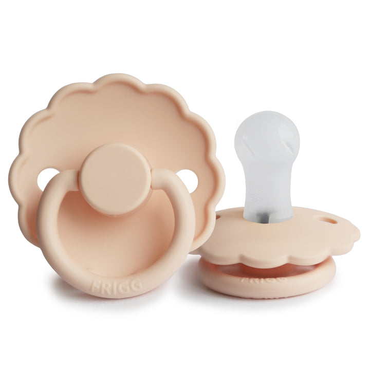 FRIGG Daisy Silicone Pacifiers Pink Cream - Personalisable Baby Products Sold and Personalised by JustBørn