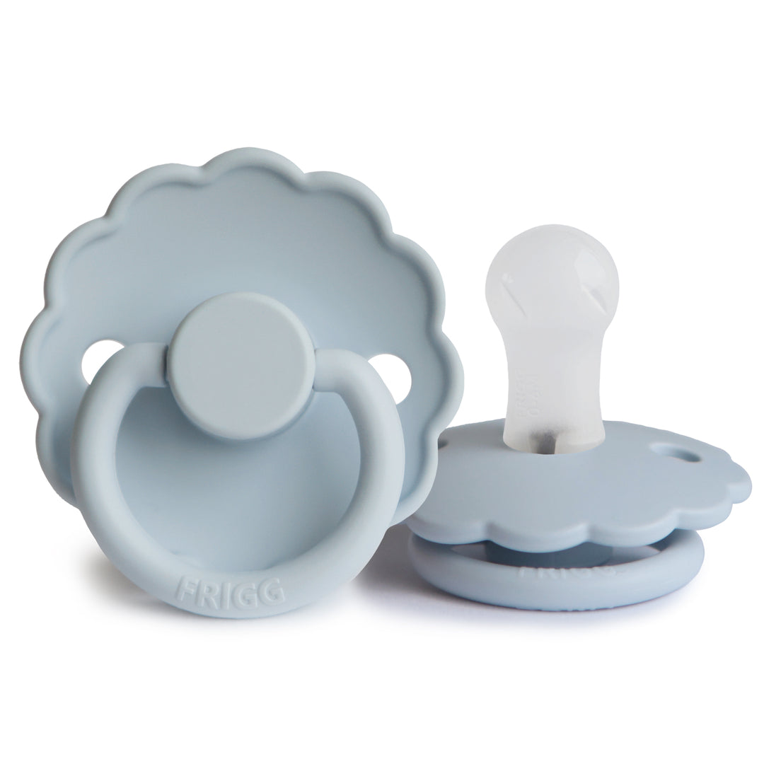 FRIGG Daisy Silicone Pacifiers Powder Blue - Personalisable Baby Products Sold and Personalised by JustBørn