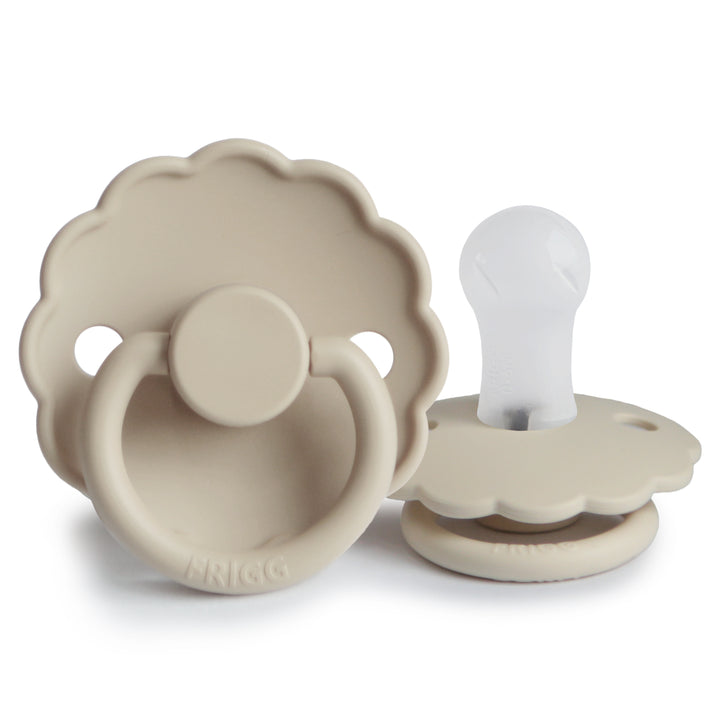 FRIGG Daisy Silicone Pacifiers Sandstone - Personalisable Baby Products Sold and Personalised by JustBørn