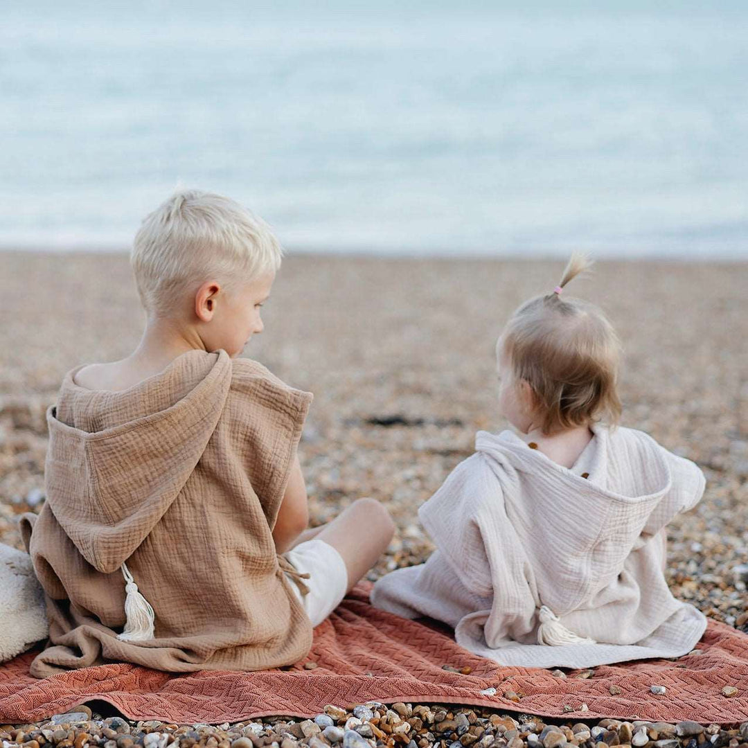 JBØRN Organic Cotton Muslin Hooded Poncho - Personalisable Baby Products Sold and Personalised by JustBørn