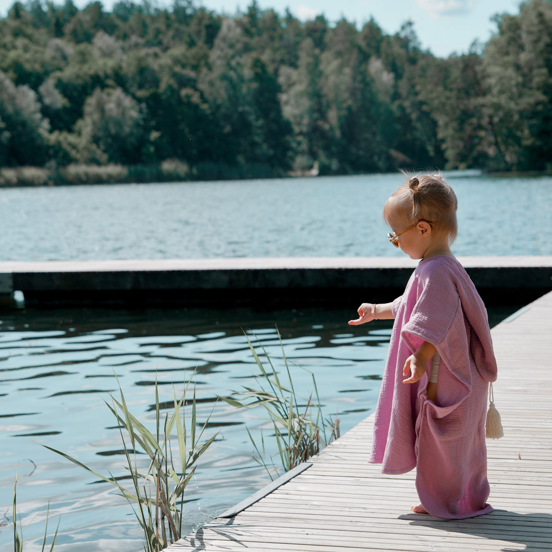JBØRN Organic Cotton Muslin Hooded Poncho - Personalisable Baby Products Sold and Personalised by JustBørn