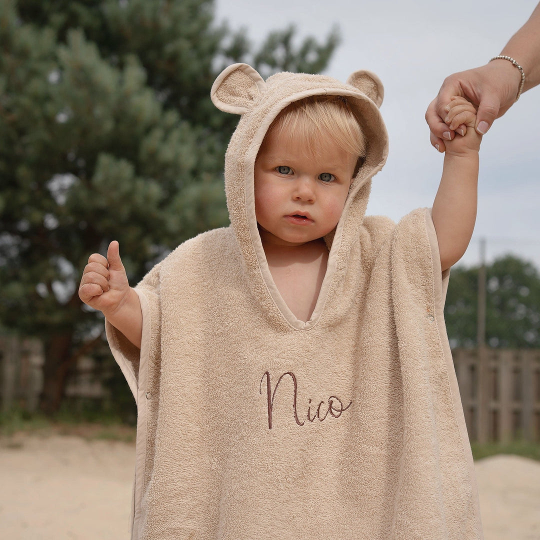 JBØRN Organic Cotton Hooded Poncho | 2-3 Years - Personalisable Baby Products Sold and Personalised by JustBørn