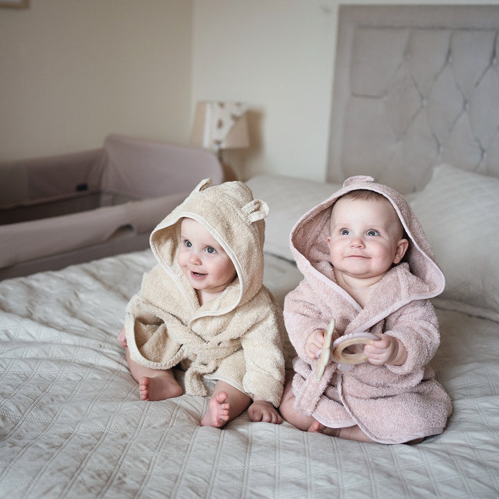 JBØRN Baby Bath Set | Organic Cotton Bathrobe & Hairbrush Set - Personalisable Baby Products Sold and Personalised by JustBørn