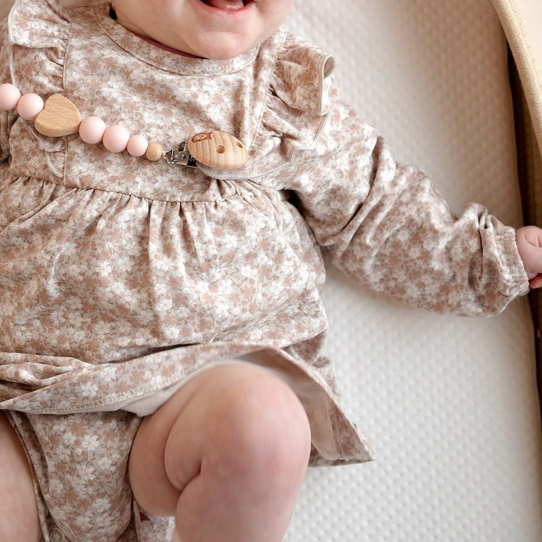 JBØRN Organic Cotton Baby Girl Floral Bodysuit Dress - Personalisable Baby Products Sold and Personalised by JustBørn