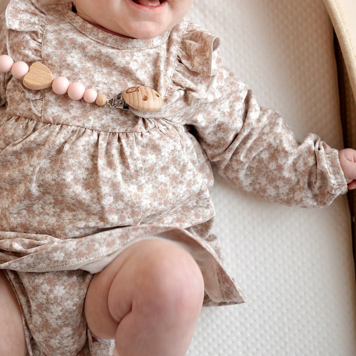 JBØRN Organic Cotton Baby Girl Floral Bodysuit Dress - Personalisable Baby Products Sold and Personalised by JustBørn
