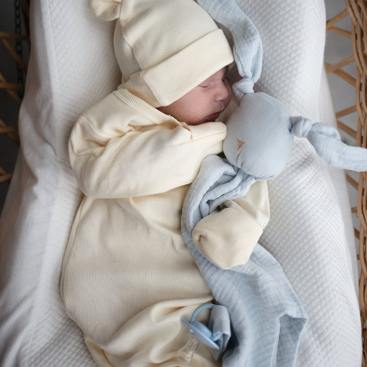 JBØRN Organic Cotton Knotted Baby Sleeping Gown & Hat - Personalisable Baby Products Sold and Personalised by JustBørn